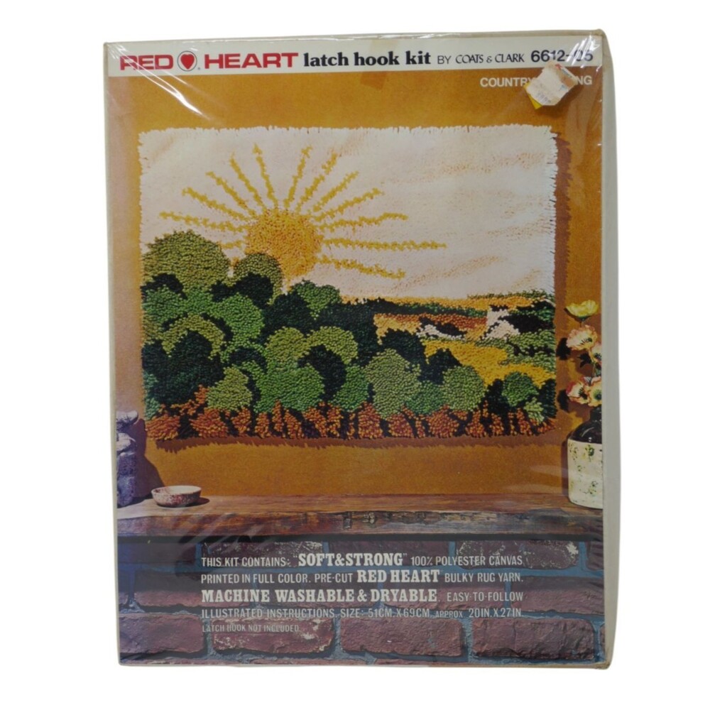 Red Heart Latch Hook Kit by Coats & Clark ~ 20"x27" Country Morning #6612-05 NEW